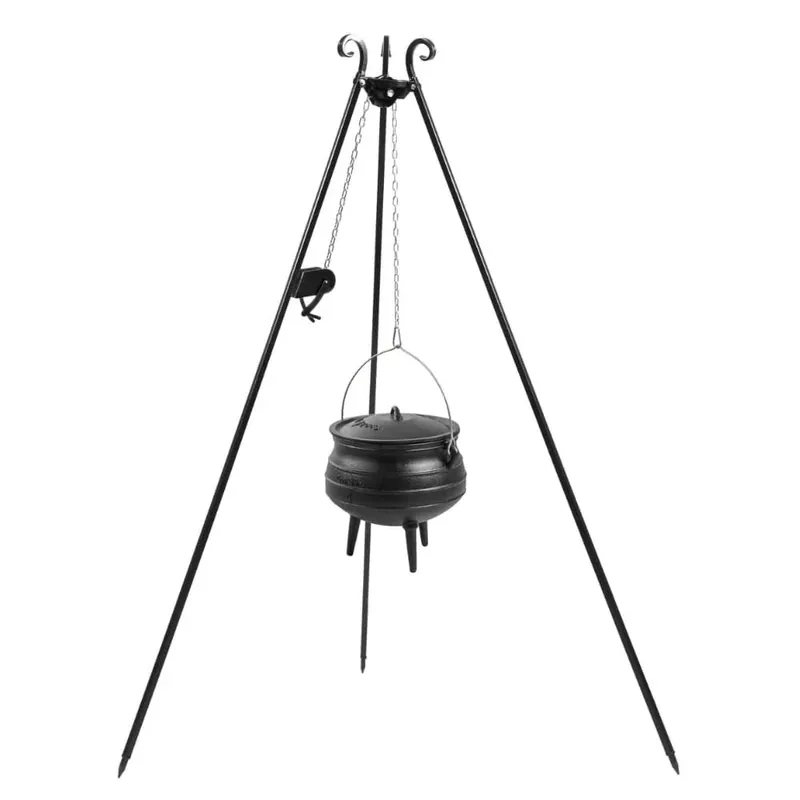 Jetzt Bestellen Gusseisenkessel Set, Dreibein Grill, 6L, mit Kurbel, Feuerkessel